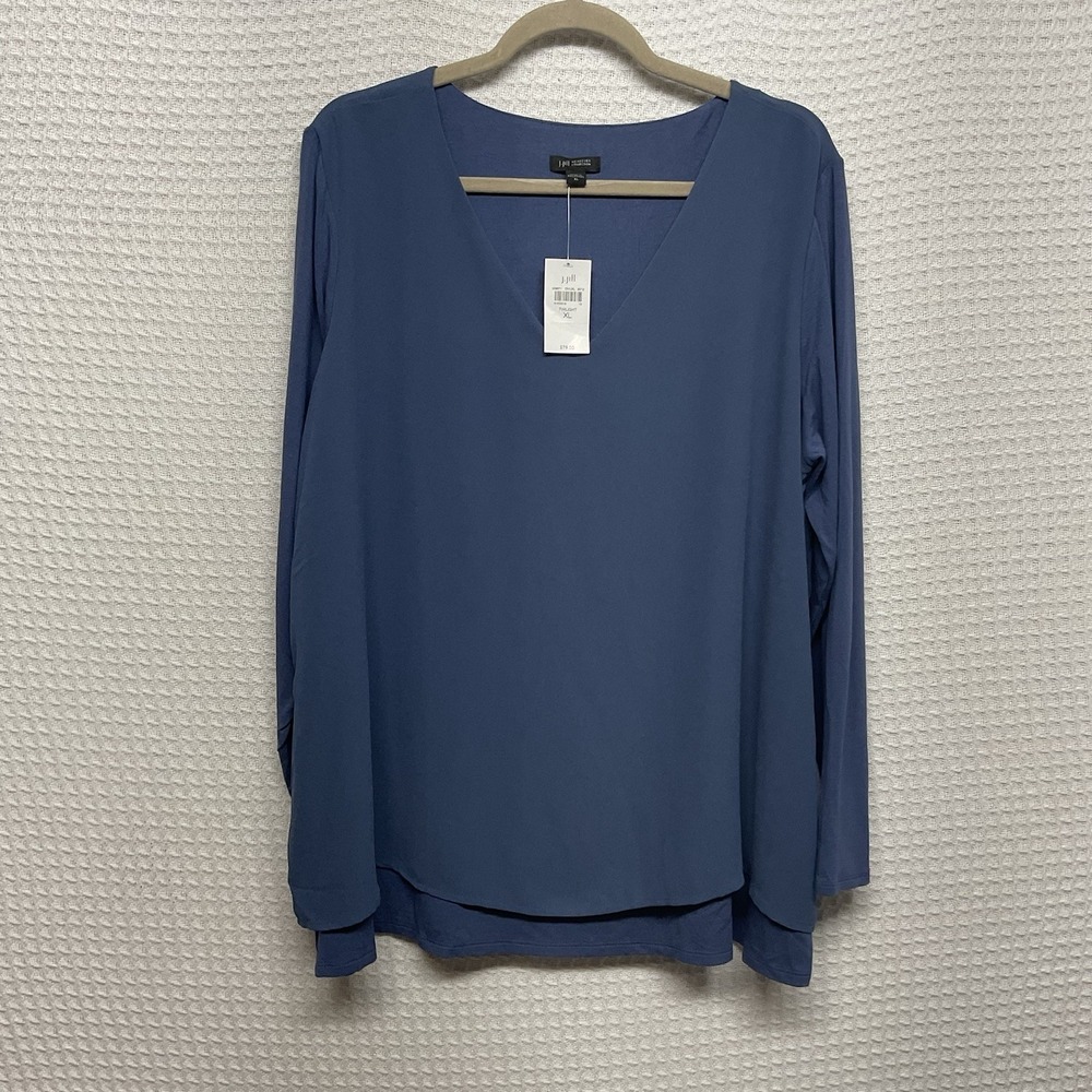 J.‎ Jill Wearever Collection Blouse Women's XL Two Tones Blue Layered Relaxed